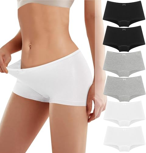 Lakpoau Mutande Donna Cotone Boxer Shorts Culotte Slip Pantaloncini Confortable Pacco da 6 BWG L
