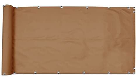 Pantalla de privacidad impermeable para balcón, 150 x 650 cm, protección lateral opaca para barandillas, patio y jardín, solución de blindaje para exteriores, color caqui