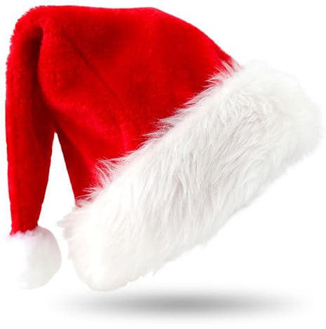 KAYFLOR Cappello Babbo Natale 1 PZ | Cappello Natale di Peluche Ultra Morbido 32x45 cm | Cappellini per Uomo e Donna | Accessori Natalizi Resistenti di Alta Qualità