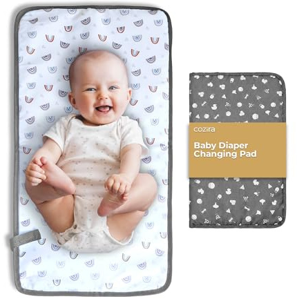 Cozira Waterproof Baby Changing Pad Liners - 3 Layer Quilted Absorbent Diaper Changing Mat - Reusable Washable Changing Table Pad - 13.8 x 23.2 Inch - Grey