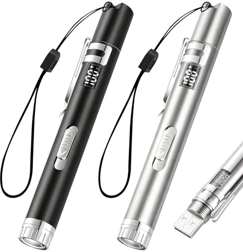 2 giocattoli per gatti per giocare al chiuso con gatti e gattini, funzione 7 in 1, accessori interattivi per gatti e cani, con LED, giocattolo stimolante per gatti, torcia USB ad alta potenza