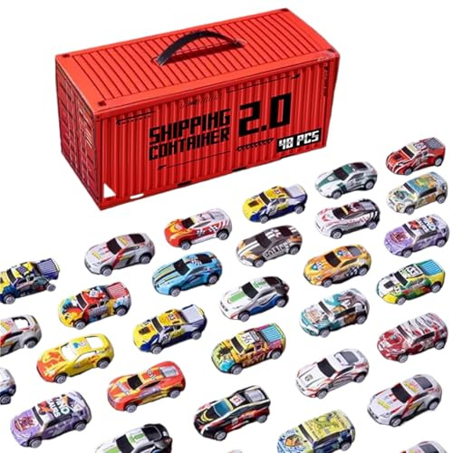 Ensemble de voitures miniatures – Mini véhicules pour de 14,76 pouces | Jouet de voiture à remonter - une variété de jeux amusants en PP propose 48 modèles avec mécanisme d'inertie pour les an