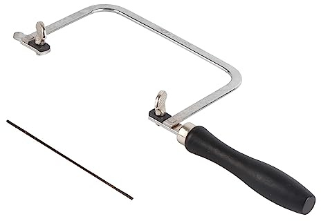 OVAQUIXI Scie à Archet pour Fabrication de Bijoux, en Acier allié, Longueur D'arc de 28,9 Cm, avec 12 Lames Tranchantes, Coupe Courbe, Poignée Ergonomique, Outil de Fabrication Manuelle