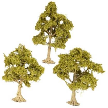 Gitohoni 3 Piezas Miniatura es Modelo Ferrocarril Escenografía Realista para Maquetas de Paisaje Arquitectura Decoración Micro Escenario, árbol de Hoja Caduca