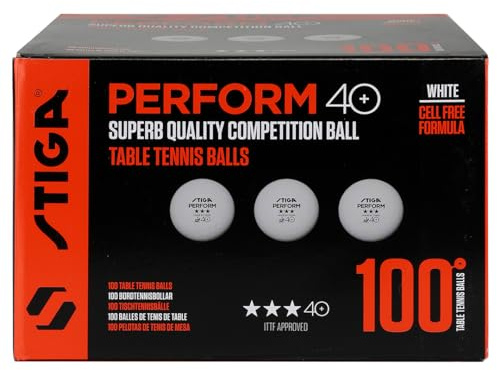 Stiga Table Tennis Balls Perform 40+ ITTF-Approved - Pack of 100 - White