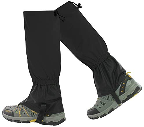 TourKing Hiking Gaiters, Lightweight Leg Gaiters, Snow Boots Waterproof Windproof Durable Leg Cover Protect for Hiking, Skiing, Walking, Climbing (Black)