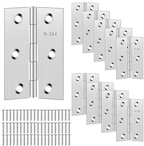 3 Inch Stainless Steel Strong Butt Door Hinge 75 * 50MM Timber Door Hinge(6 Holes) with 60 Screws Used in Small Furniture Hardware Cabinet Closet Drawer(5 Pairs，Thickness 1 MM)
