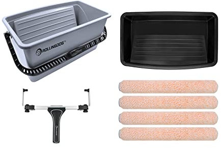 ROLLINGDOG 45,7 cm Große Farbroller Set mit Mikrofaser Farbrollenhüllen, Farbrollenrahmen, Farbwanne und Tablett für die schnelle Lackierung großer Flächen