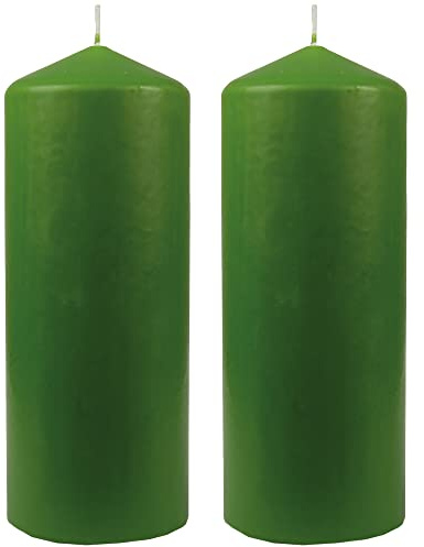 Bestgoodies Velas de cera para pilar, diámetro 8 cm x 20 cm (2 unidades), color verde claro – larga duración de combustión, fabricadas en la UE, velas de bloque – tocones de cera