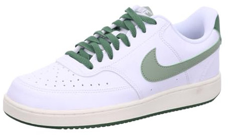 Nike Men's Nike Court Vision LO Sneaker, White/Oil Green-Treeline-Sail, 6