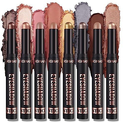 8PCS Lidschatten Stick Weiche Cremige Matte Schimmer Lidschatten Bleistift Crayon Hervorhebung Pigmentierter glänzender Lidschatten Bleistift Wasserdichter Classy Schimmer Lidschatten Sticks Set(B)
