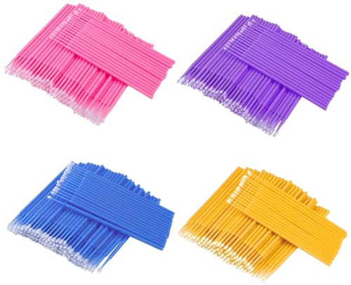 400PCS Desechable Micro Cepillos, Microbrush Microcepillos Aplicadores, Bastoncillos Pestañas Micro Cepillos, para Extracción de Pestañas, Eliminación de Maquillaje, Nail Art and Painting, Limpieza