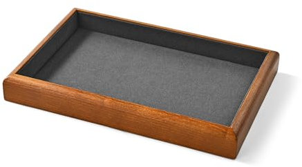 Oirlv Vassoi Per Gioielli In Legno Massiccio, Impilabili, Organizer Per Gioielli, Espositore per Gioielli (Grigio scuro)