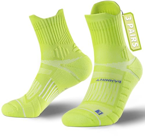 Rahhint Coolmax 3 Pack Quarter Compression Running Socks Men Women Breathability Moisture-Wicking Sports Socks Anti Blister Walking Socks with TAB Design and Arch Support