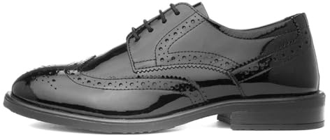 Hush Puppies Charlotte Womens Black Patent Brogue - Size 7 UK - Black