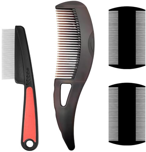 4 STK Schuppenkamm, Läusekamm Edelstahl Nissenkamm, Schuppen Kamm, Flohkamm für Katzenkamm Hundekamm, Dandruff Combs, Schorfkamm Erwachsene für Menschen Katzen Hunde Haustier Kamm
