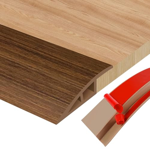 Perfil de Transición para Suelo, Tapajuntas Suelo Adhesivo in PVC Para Unir Juntas de Suelo y Umbrales de Alfombras Autoadhesivo