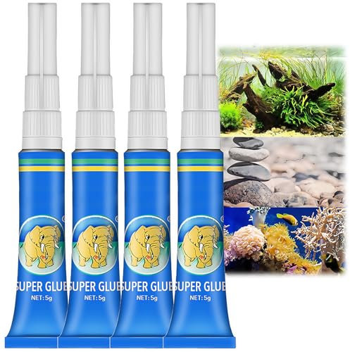 4PCS Clear Aquarium Glue for Plants, Rocks, Moss, Coral, Stone & Wood - Quick Drying, Reef-Friendly Sealant for Aquascaping & Water Plants