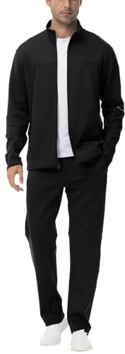 BGOWATU Men's Tracksuits 2 Piece Running Sports Sweatsuits For Men Full Zip Athletic Jackets and Pants Outfits Black 4X