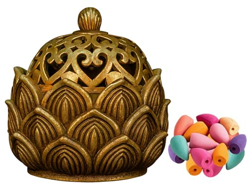 Incense Cone Holder, Incense Cones, Incense Holder with Decorative Design for Home Office Meditation Space