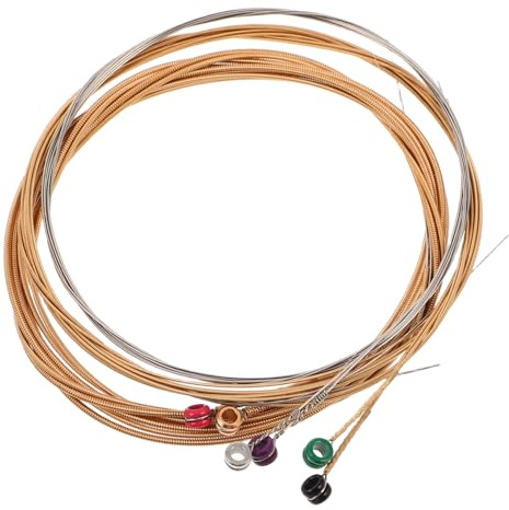 TOPBATHY Cuerdas de Guitarra Acústica 6 Unidades de Metal Resistentes para Guitarra Folk, Cuerdas de Repuesto Duraderas para Músicos Principiantes y Profesionales, Accesorio Esencial