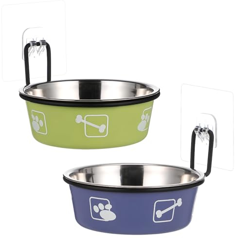 DINHEAROM Ciotole Rialzate per Gatti 2 Pezzi in Acciaio Inox 12 Cm, Ciotole Sospese da Parete per Cibo e Acqua, Stazione Alimentazione Facile da Installare per Animali Domestici
