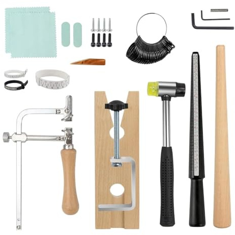 Akfldms Juego de 15 Mandriles para Anillos, Herramienta para Medir el Tamaño de los Anillos, Kit para Hacer Anillos con Medidor de Plástico, Herramienta para Hacer Anillos.