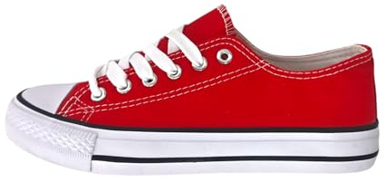 P&L ITALY COLLECTION Scarpe da donna in tela bianca con punta in gomma, rosso, 39 EU