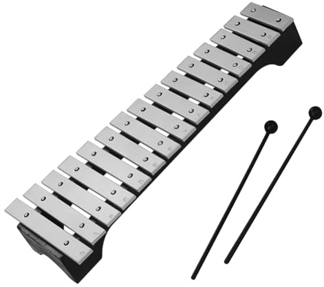 NONDK Xylofon 15 Noter Glockenspiel Träbas Aluminiumstänger med Klubbor - Slaginstrument Gåva Inkluderar Bärväska
