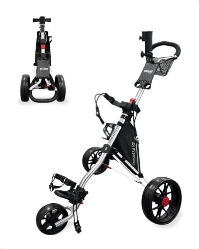 Caddytek CaddyLite 11.5 V3 3 Wheel Golf Push Cart - SuperLite Deluxe, Lightweight, Easy To Fold Caddy Cart Pushcart , Silver , 53.5 x 27 x 45