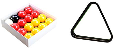E-Service Red And Yellow Standard 2 Pool Balls (16 Piece) 1 7/8 Cue Ball and Triangle