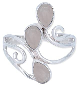 mantraroma Silber Ring Damen 925 Rosenquarz Edelstein rosa ausgefallen verspielt