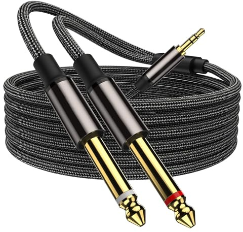 Cavo da 3.5 mm a doppio cavo 6.35 mm TRS da 1/8 a doppio cavo TS Mono Audio Y Splitter a Y, VIOY Stereo Aux per iPhone, iPod, lettori CD, sistemi stereo e altoparlanti multimediali