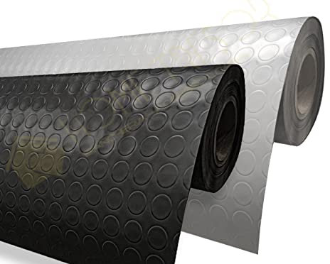 Home Tresor - Pavimento Tappeto in PVC Gommato, Pvc Bullonato, Rivestimento, Copri Pavimento, Lamina Multiuso Antiscivolo Flessibile Altezza cm. 100 (MT 1 X 4 GRIGIO)