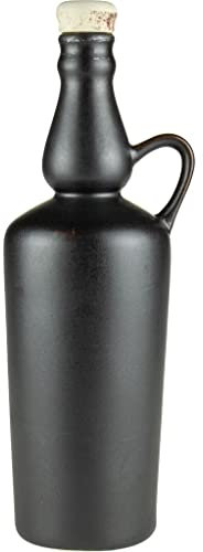 eHonigwein.de Premium Quality Botellas de cerámica ideales para licores, tinturas, vinos, hidromiel o aceite | botella, botella de aceite, botellas de gres con corcho, 750 ml, color negro