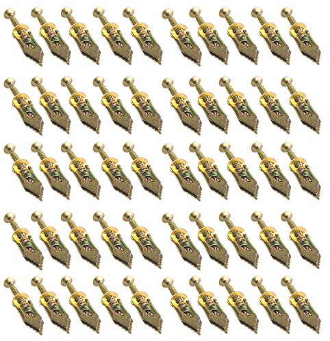Lot de 50 vis d'ancrage autoperceuses pour cloison sèche, chevilles d'ancrage à enfoncer avec marteau - Outils de fixation pour mur de plaques de plâtre sans dommages pour montage de rideaux et
