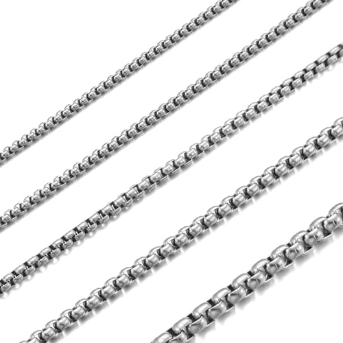 HSWUFCJY Collier Homme Chaine Acier Inoxydable Argent Chaine Acier Inoxydable Femme Largeur 2 mm Boîte Chaîne Lien Collier Longueur 70 cm