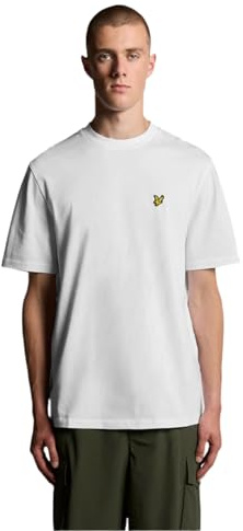 Lyle & Scott Oversized t-shirt för män | T-shirt för män med rund hals och stenörn logo på bröstet | XS-XXL, 626 vit, XXL