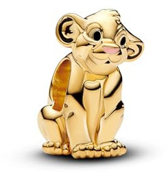PANDORA Moments Disney Der König der Löwen Simba Charm aus Sterling Silber mit vergoldeter Metalllegierung, Kompatibel Moments Armbänder, 763376C01