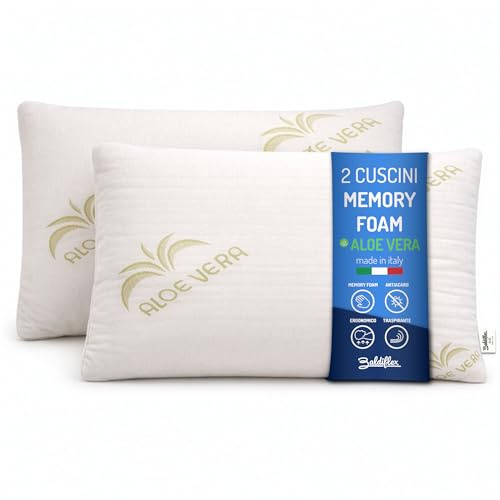 Baldiflex Emporio Coppia di Cuscini Saponetta Memory Foam Aloe Vera Altezza 11 cm Rigido