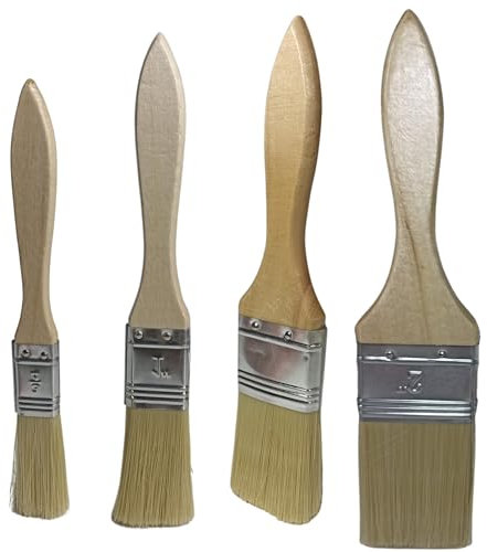 Juego de Brochas para Pintura con Mango de Madera - 4 Medidas (50, 35, 25, 20mm) para Pared, Barniz y Madera - Pinceles para Acrílica