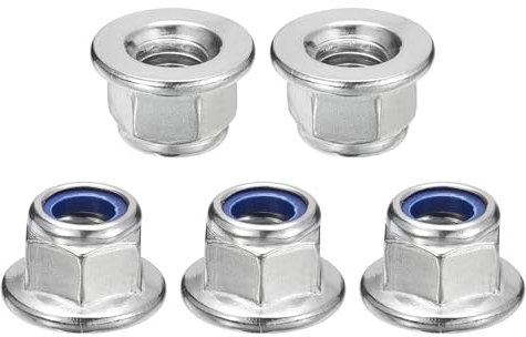 Sourcing Map 15Pcs M6x1mm Flange Nylon Insert Lock Nuts, 304 Stainless Steel Metric Hex Lock Nuts, Silver