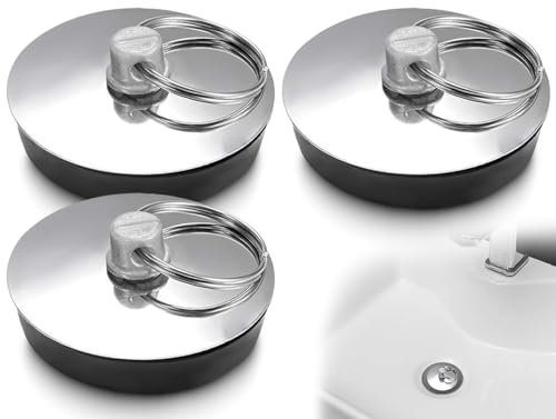 Lhbwhiz 3 Stück Abflussstopfen,Gummi Waschbeckenstöpsel,Spültisch Stopfen,Spülbecken Abfluss Stöpsel,Waschbecken Stopfen,Drain Stopper Plug,Badewannenstöpsel,Küchenspüle mit Haken,für Küche(37mm)
