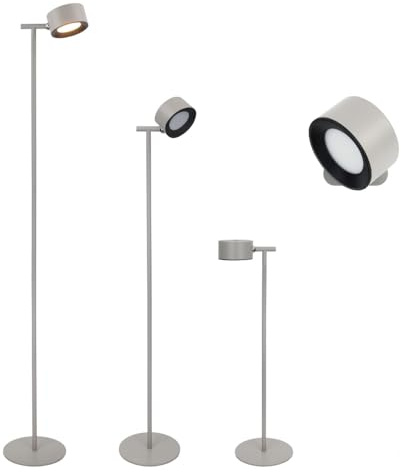 MeLiTec LED-Stehlampe ST55-2 beige, 3-stufig dimmbar, höhenverstellbar als Stehleuchte für Wohnzimmer oder Schreibtischlampe, Akkubetrieb 12h, Magnetkopf & Wandhalterung, warmweiß (2700K), USB-C