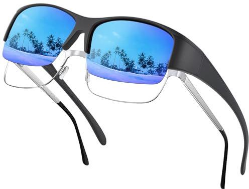 Perkanion Sobre Gafas de Sol Polarizadas - Protección UV400 Cubre Gafas de Sol Superpuestas para Mujer y Hombre Conducir Deportivas