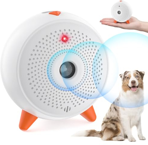 Queenmew Antiladridos, Ultrasonidos Ahuyentador de Perros Dispositivo, Automático Antiladridos para Perros, Recargable e Impermeable, Rango de Control de 33 Pies, para Perros Grandes/Pequeño