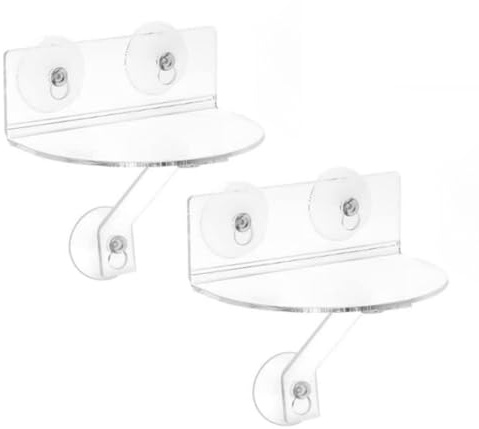 2 estantes acrílicos para alféizar de ventana con ventosas de carga, soporte de almacenamiento para suculentas para uso en interiores, soporte para plantas de interior