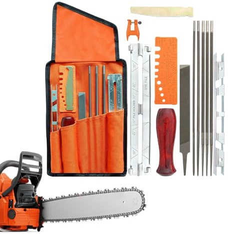 Masoog Afilador de motosierras, juego de afilador de cadena con varias piezas, accesorios para mantenimiento, carpintería, jardinería, trabajos de granja, entrada, patio y