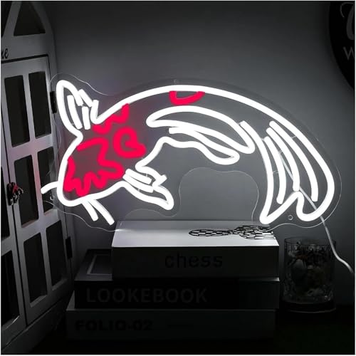 per luci al neon per feste Insegna al neon con pesce e carpa koi, insegna luminosa dimmerabile, per camera da letto, bar, 23,7 cm × 42,5(C)