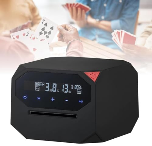 Barajador Y Repartidor Automático De Cartas, Máquina Eléctrica Portátil para Repartir Cartas, Programable, para 1-2 Barajas, Soporte Giratorio De 180° Y 360°, para 8 Jugadores, para Póquer, Black